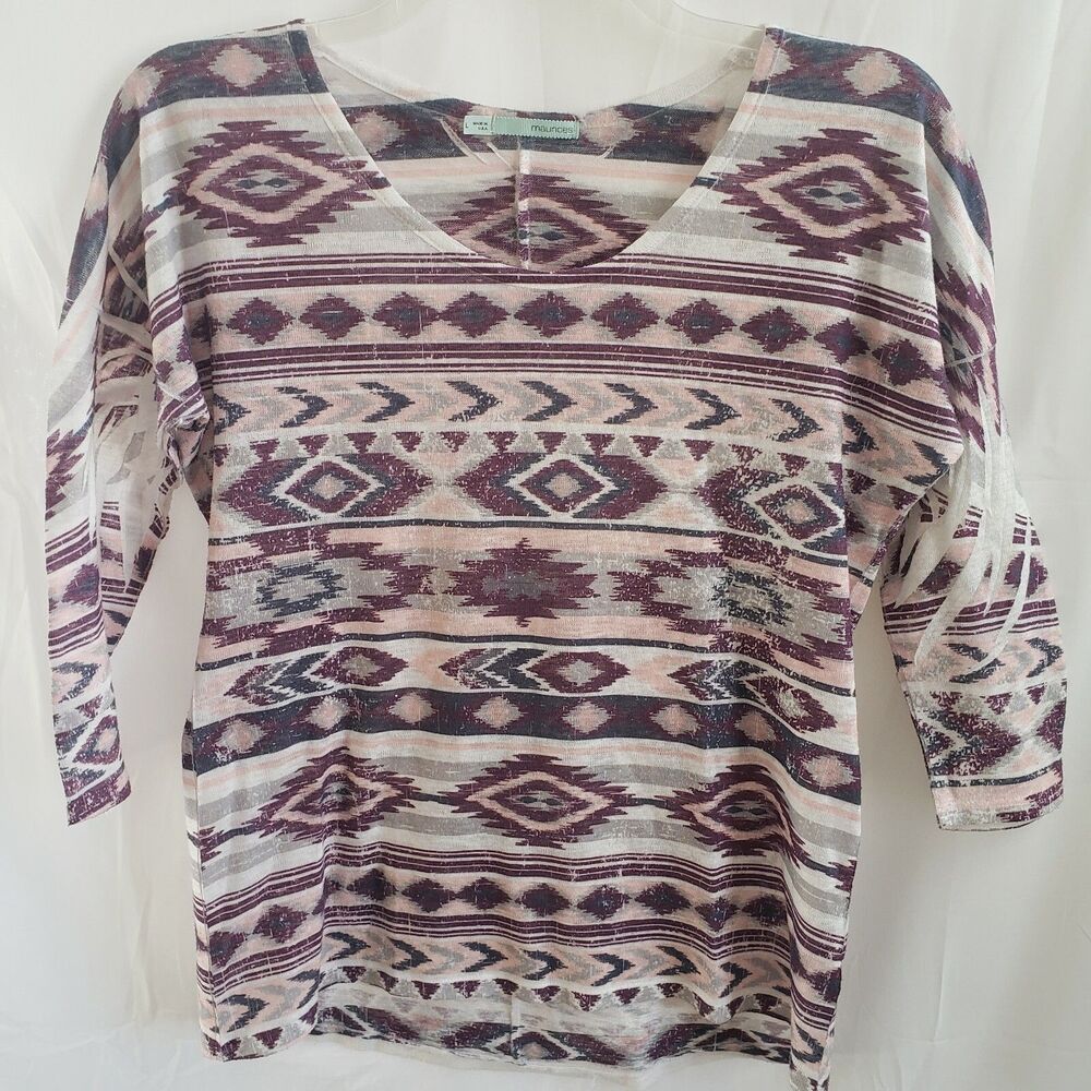 Maurice's Aztec Print Knit Top Size Large